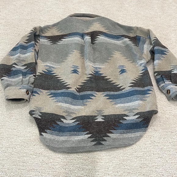 Jess Crum x Hazel & Olive Blue Gray Aztec Pattern Shacket Jacket New - Picture 7 of 9